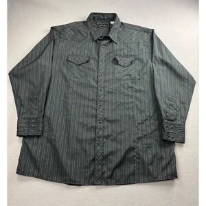 White Horse Western Shirt Mens XXL Black Lurex Metallic Striped Pearl Snap
